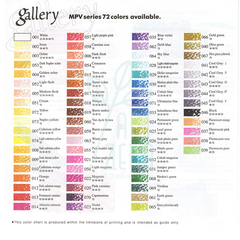 Пастель суха GALLERY Artists' Soft Pastel, MUNGYO