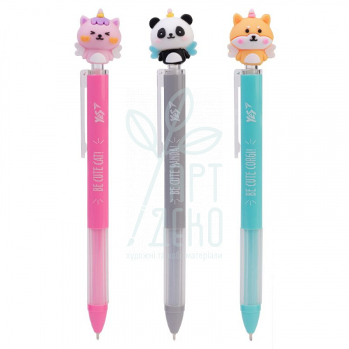 Ручка кулькова автоматична Cute animals, 0,7 мм, синя, Yes