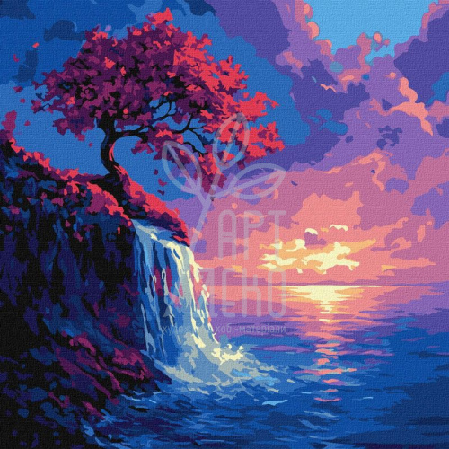 Набір для розпису за номерами "Сакура в потоці", 40х40 см, Ідейка