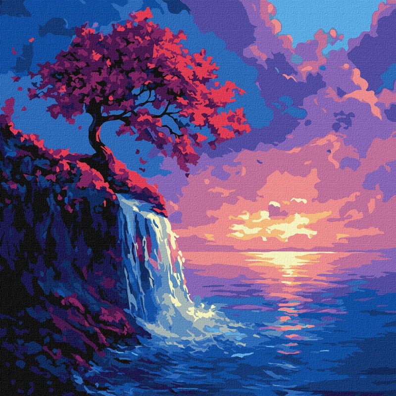 Набір для розпису за номерами "Сакура в потоці", 40х40 см, Ідейка