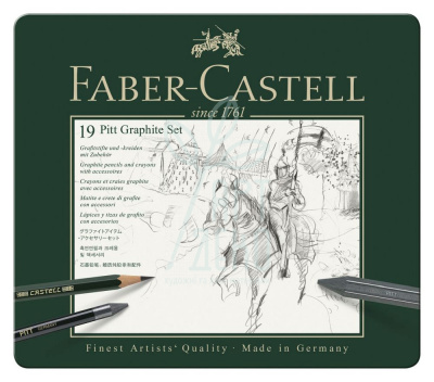 Набір для графіки PITT Graphite Set, 19 предметів, металева коробка, Faber-Castell