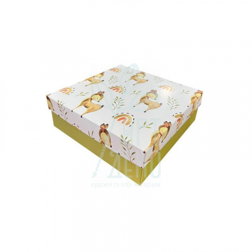 Коробка подарункова "Оленята", 18х18х6 см,Україна