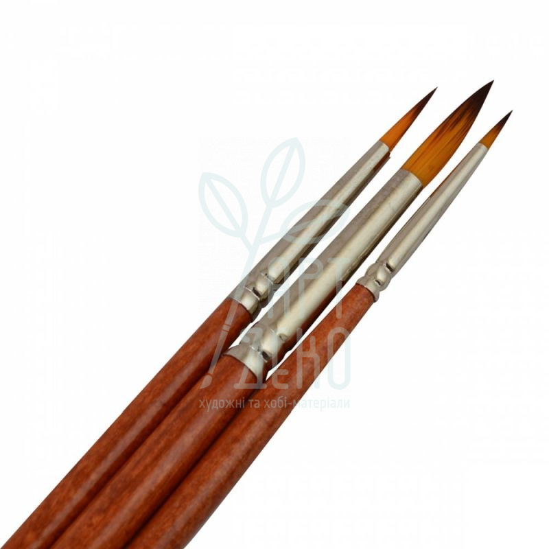 Набір пензлів художніх №1, Синтетика кругла (№1,4,8), к.р., 3 шт, Santi
