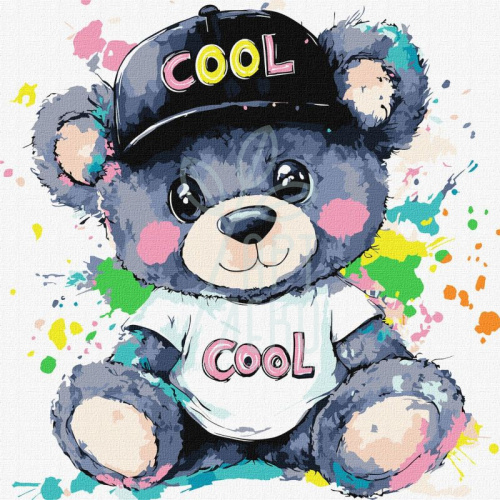 Набір для розпису за номерами "Крутий ведмедик", 40х40 см, Ідейка