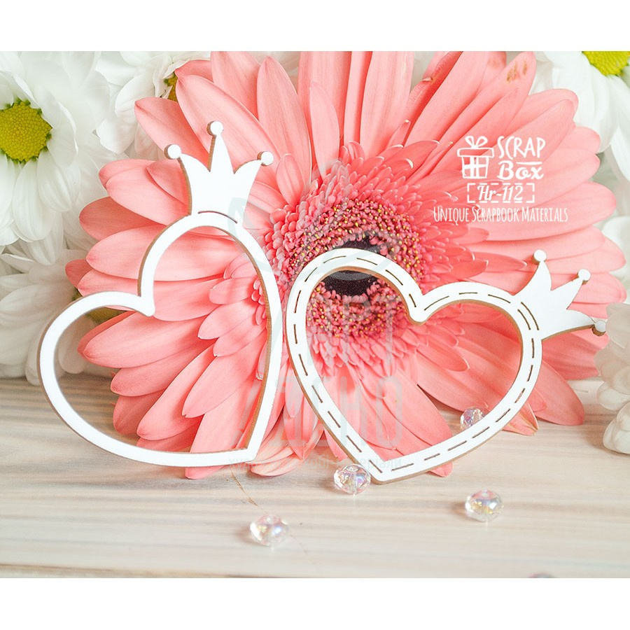 Набір чипбордів "Рамка - Серця з короною", 2 шт, Скрапбокс