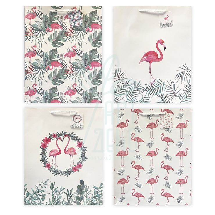 Пакет подарунковий, серія "Фламінго", 32х26х12,5 см, Україна