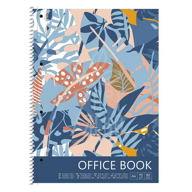 Коледж-блок, спіраль, А4+, 80 л., лінійка, кремовий блок, 70г/м2, матова ламінація, Школярик