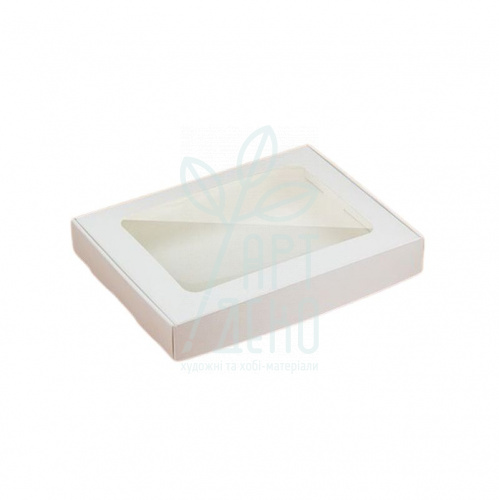 Коробка подарункова з віконцем "Прянична міні", 20х15х3 см, біла, Україна