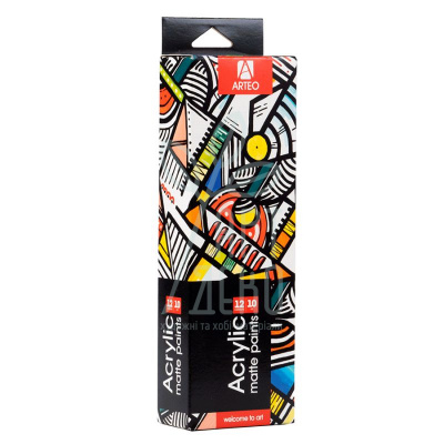 Набір акрилових фарб Geometric, матові, 12x10 мл, Arteo