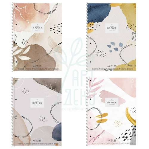 Коледж-блок, спіраль, А4+, 80 л., в клітинку, білий блок, 70 г/м2, картон, Школярик