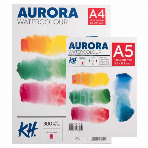 Альбом для акварелі Aurora Watercolour HP, дрібне зерно, 300 г/м2, 12 л., KUNST & HOBI