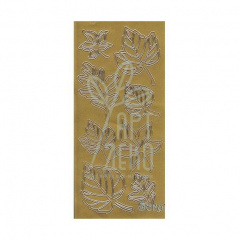 Наклейка "Листки та квіти", 10x23 см, золота, JEJE