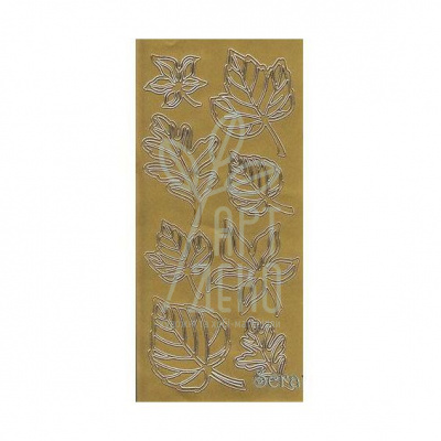 Наклейка "Листки та квіти", 10x23 см, золота, JEJE