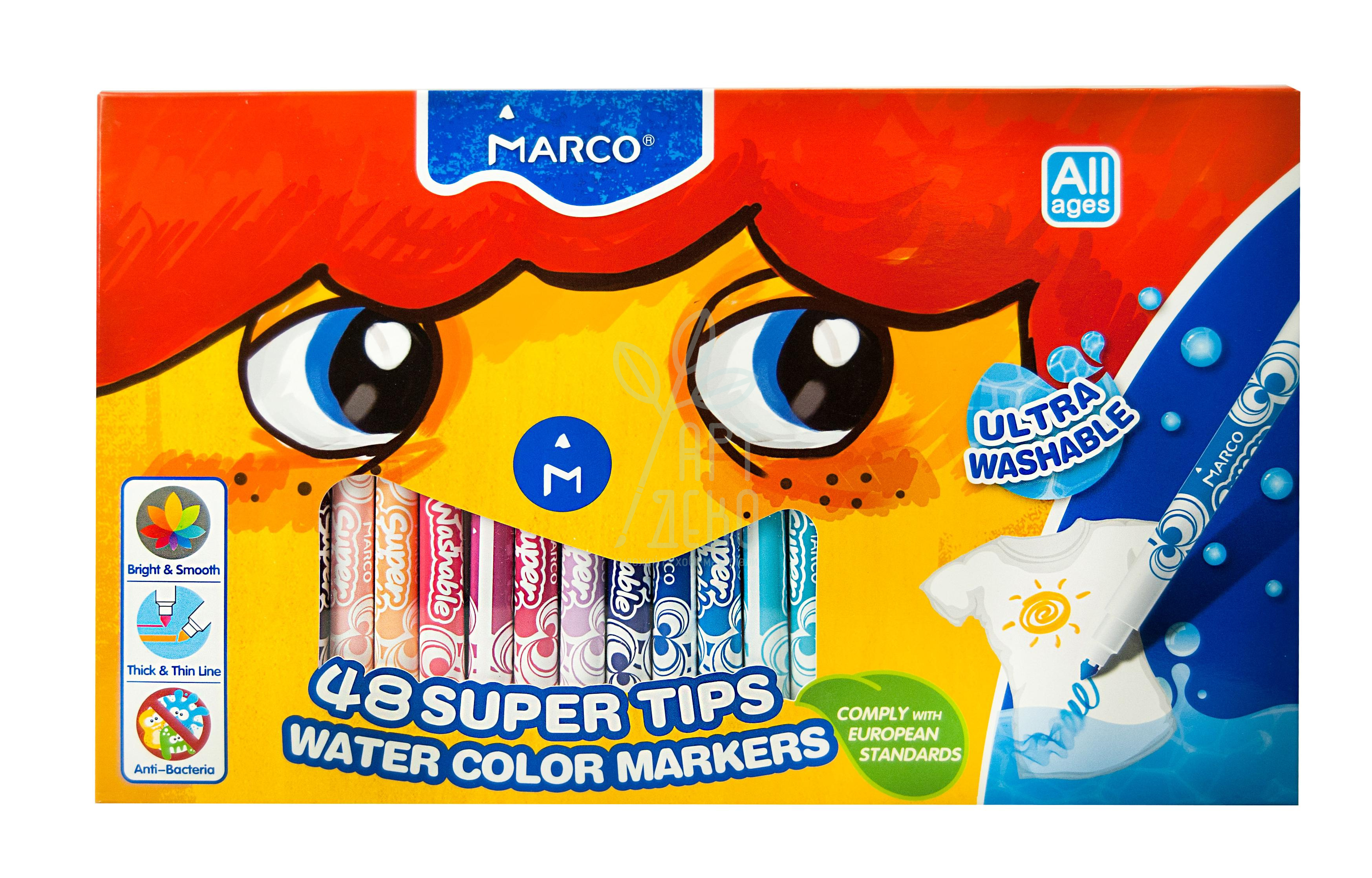 Набір фломастерів Super Washable Jumbo, 48 шт, Marco