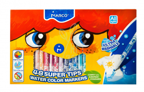 Набір фломастерів Super Washable Jumbo, 48 шт., Marco