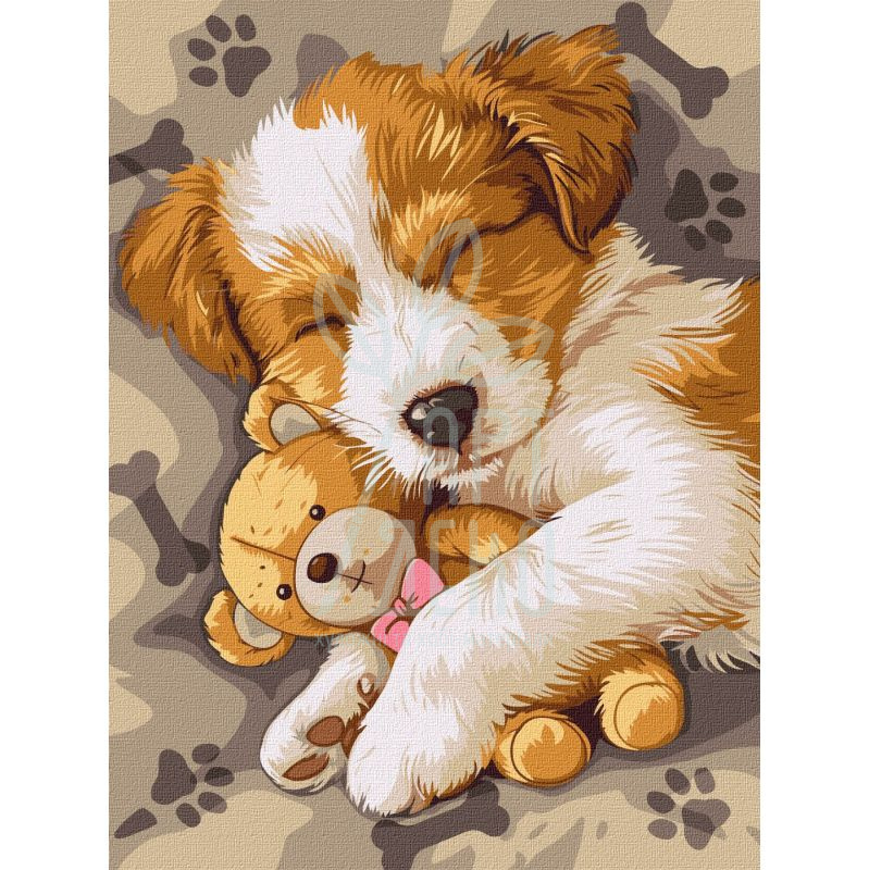 Набір для розпису за номерами "Сплячий джек-рассел", 30х40 см, Ідейка