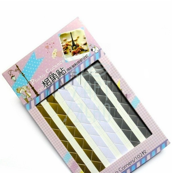 Кутики для альбомів і фотографій, трикутні, перламутрові, 102 шт, Китай