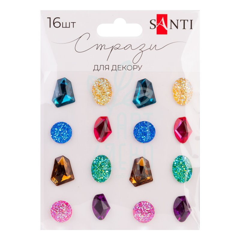 Набір страз самоклеючих "Diamonds", різнокольорові, 16 шт, Santi