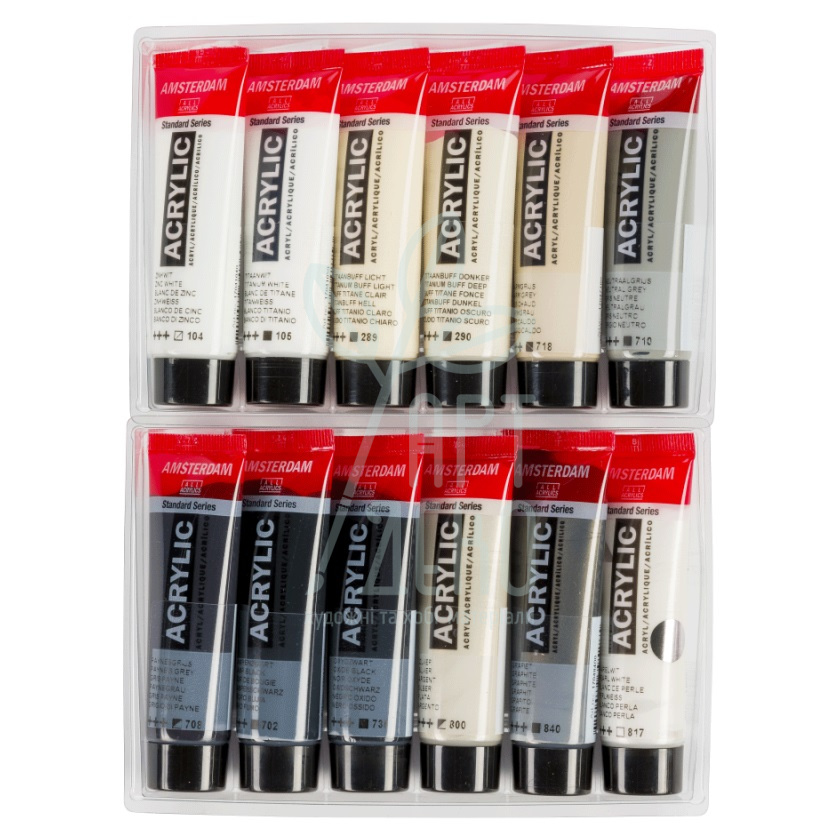 Набір акрилових фарб AMSTERDAM GREYS, 12х20 мл, Royal Talens
