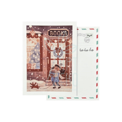 Листівка "Новорічна. Різдвяна книгарня", 10,5х14,8 см, Україна