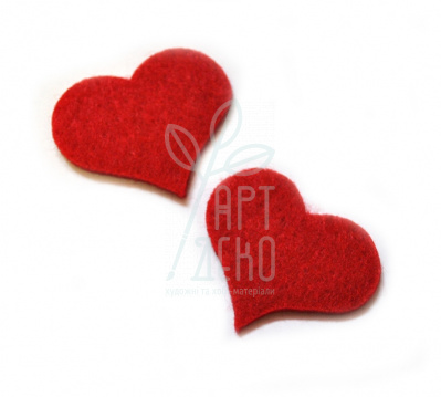 Набір декору з фетру "Серце", червоний, 3,5 см, 10 шт, Україна