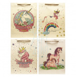 Пакет подарунковий з крафт-паперу, серія "Єдиноріг", 23х18х8 см, Україна