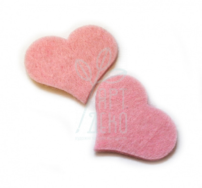 Набір декору з фетру "Серце", рожеві, 3,5 см, 10 шт, Україна