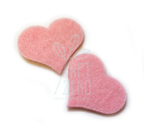 Набір декору з фетру "Серце", рожеві, 3,5 см, 10 шт, Україна