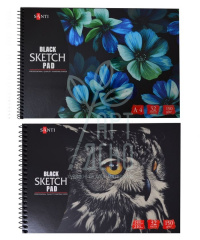 Альбом для скетчів Sketch Pad, спіраль, чорний папір, 150 г/м2, 32 л., Santi Альбом для скетчів Sketch Pad, спіраль, чорний папір, 150 г/м2, 32 л., Santi