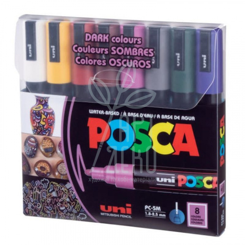 Набір маркерів акрилових Posca Dark Color, 1,8-2,5 мм, 8 шт, Uni