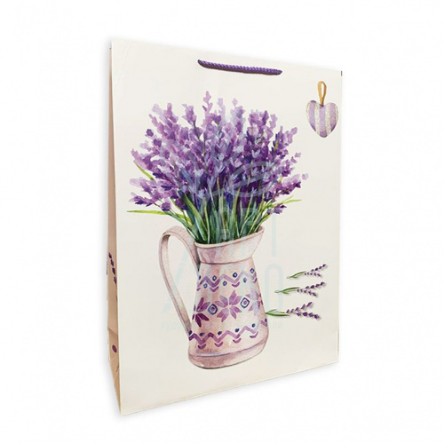 Пакет подарунковий "Лаванда в глечику", 18х23х10 см, Україна