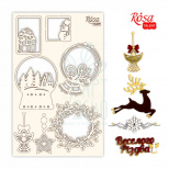 Набір чипбордів для скрапбукінгу "New Year's magic 4", білий картон, 12,8х20 см, ROSA Talent