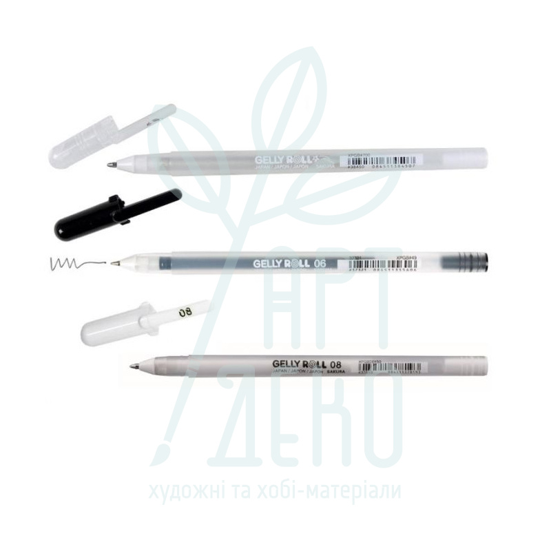 Набір ручок гелевих Gelly Roll Mixed Set 3, чорна-біла-прозора, 3 шт, Sakura