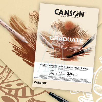 Блок паперу для змішаних технік Graduate Mix Media Natural, 220 г/м2, 30 л., Canson Блок паперу для змішаних технік Graduate Mix Media Natural, 220 г/м2, 30 л., Canson