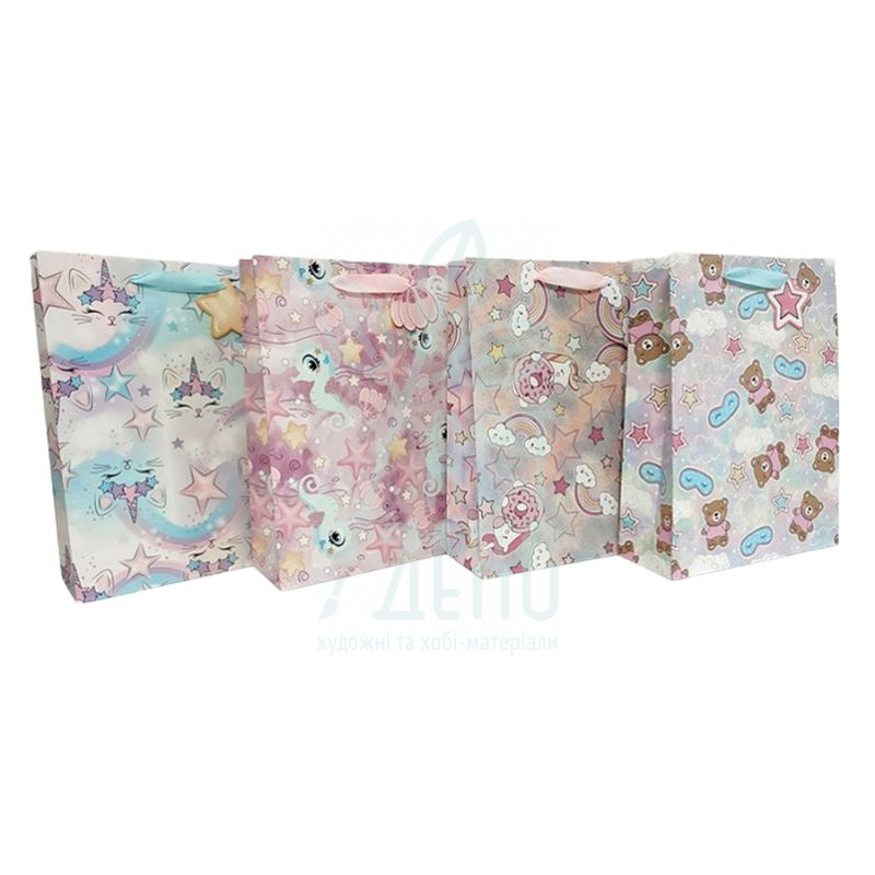 Пакет подарунковий "Єдиноріжки", 32х43х12 см, Україна