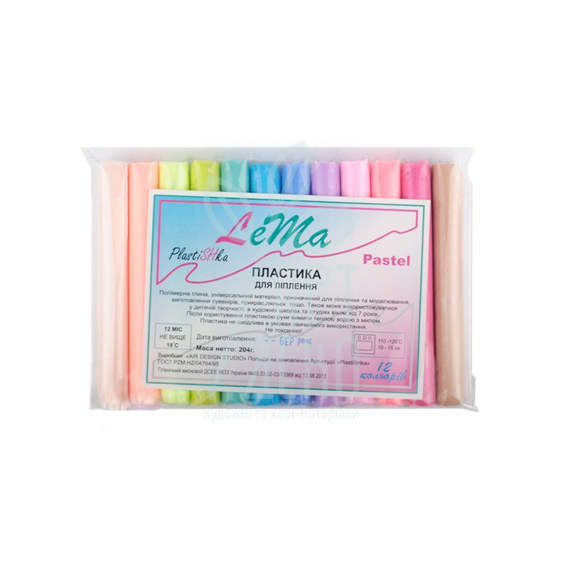 Набір полімерної глини Lema Pastel, 12 кольорів, Польща