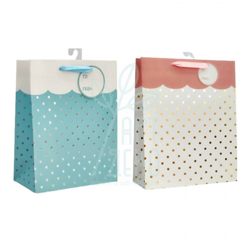 Пакет подарунковий "Пастельні горохи", 32х26х10 см, Україна
