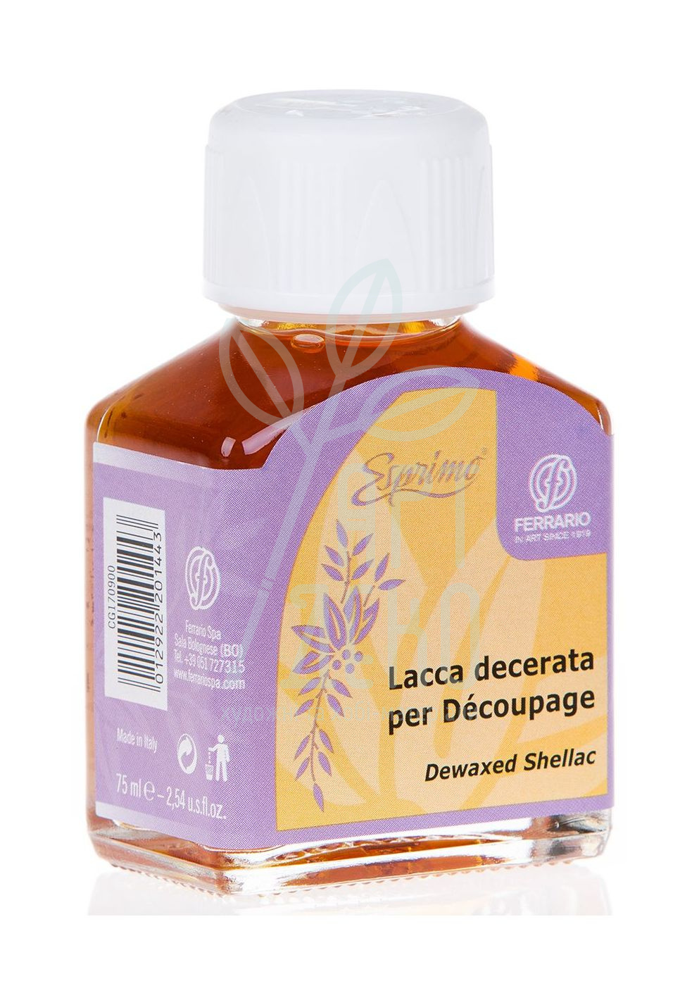 Шелак рідкий очищений Esprimo Dewaxed Shellac (кракелюрна паста з гуміарабіком), 75 мл, Ferrario
