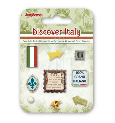 Набір брадсів декоративних "Discover Italy", 9 шт, Scrapberry's
