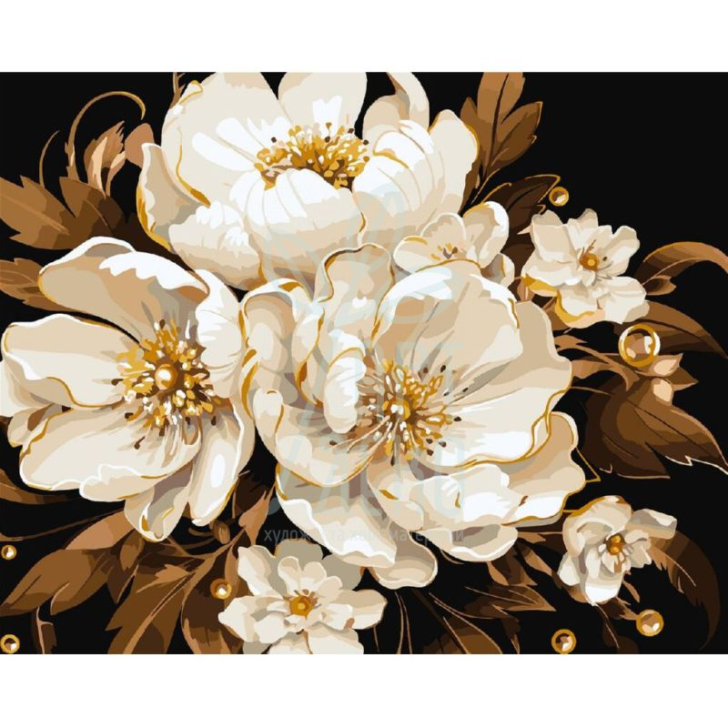 Набір для розпису за номерами "Біла ніжність", металік, 40х50 см, Ідейка 