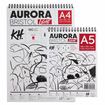 Альбом для рисунку Aurora Portrait (Bristol), спіраль, 180 г/м2, 40 л., KUNST & HOBI