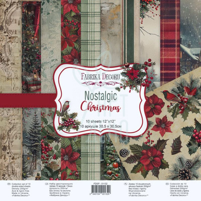 Набір паперу для скрапбукінгу, двосторонній "Nostalgic Christmas", 30,5х30,5 см, 10 шт, FD