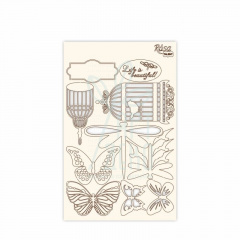 Чипборд для скрапбукінгу "Floral Poem 1", білий картон, 12,8х20 см, ROSA Talent