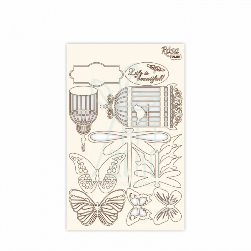 Набір чипбордів для скрапбукінгу "Floral Poem 1", білий картон, 12,8х20 см, ROSA Talent