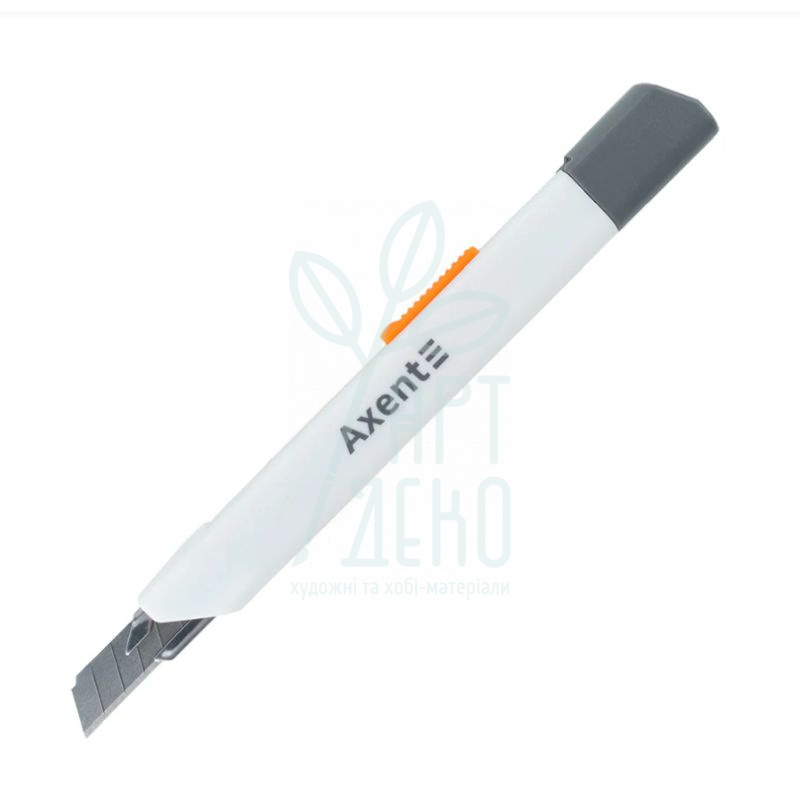 Ніж канцелярський з автофіксатором, закрите лезо, 9 мм, білий, Axent