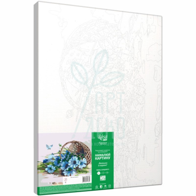 Набір-стандарт "Волошки в корзині", акриловий живопис за номерами, 35х45 см, ROSA START