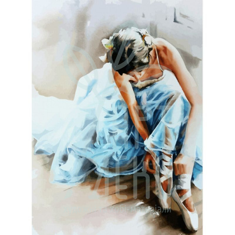 Полотно на картоні з контуром "Блакитне плаття", бавовна, акрил, 30х40 см, ROSA Start