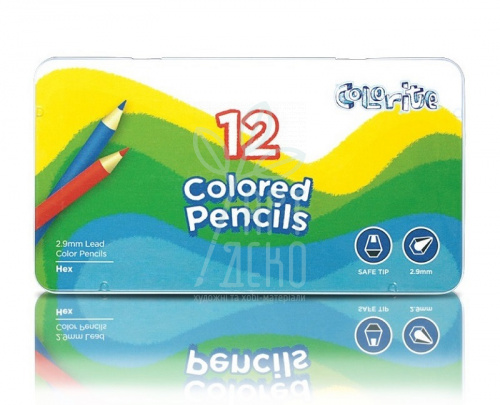 Набір олівців кольорових Colorite, в металевій коробці, 12 кол., Marco