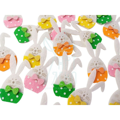 Набір декору з фетру "Кролик з бантиком", 7 см, 4 шт, Україна