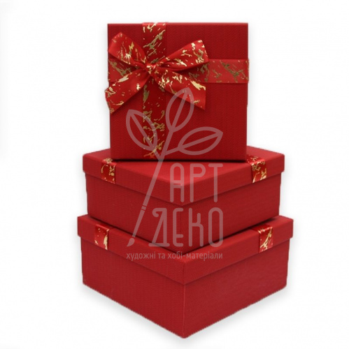 Коробка подарункова з бантом, червона, Україна